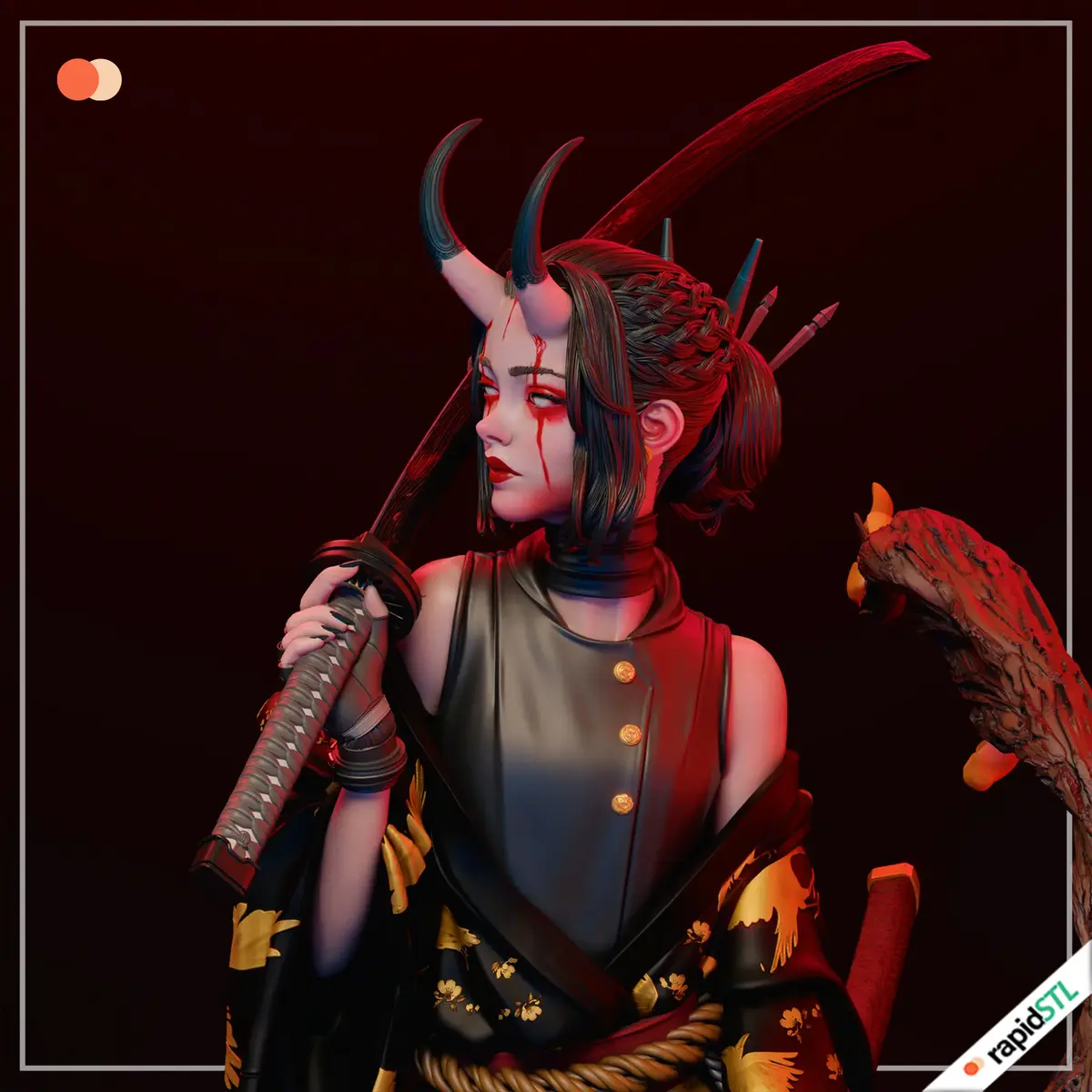 oni samurai 3d print stl model